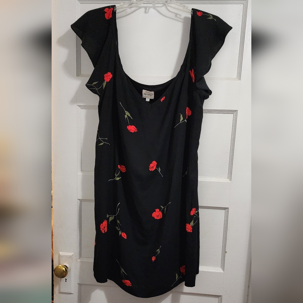 Off The Shoulder Black with Red Roses XL Dress by Ashley Graham Behond